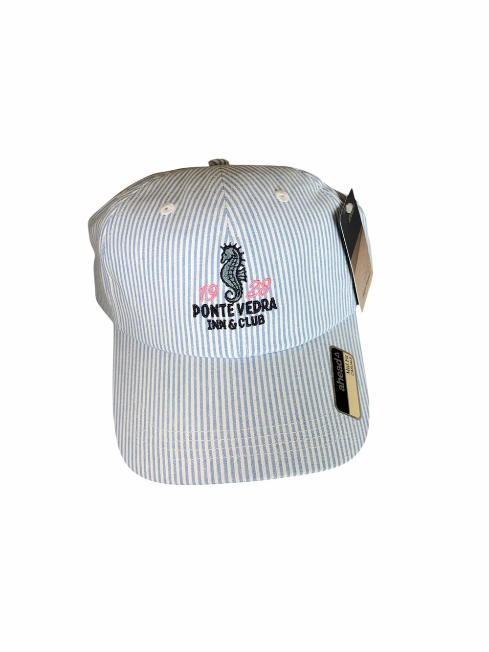 Ponte Vedra Inn & Club Seersucker Baseball Cap - Light Blue/White